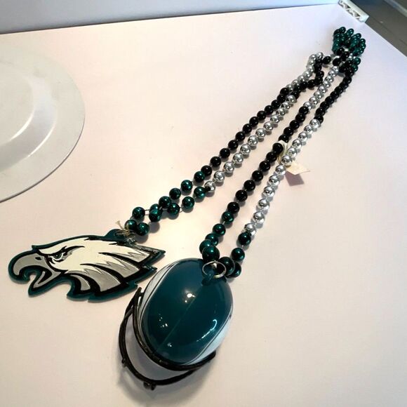 Two Philadelphia Eagles NFL Sports beads necklaces with Medallions - Picture 1 of 4